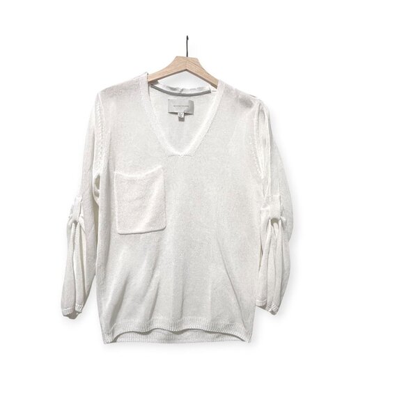 Brochu Walker Palmas Vee White Sweater XS Salt Water NWT - Picture 2 of 16